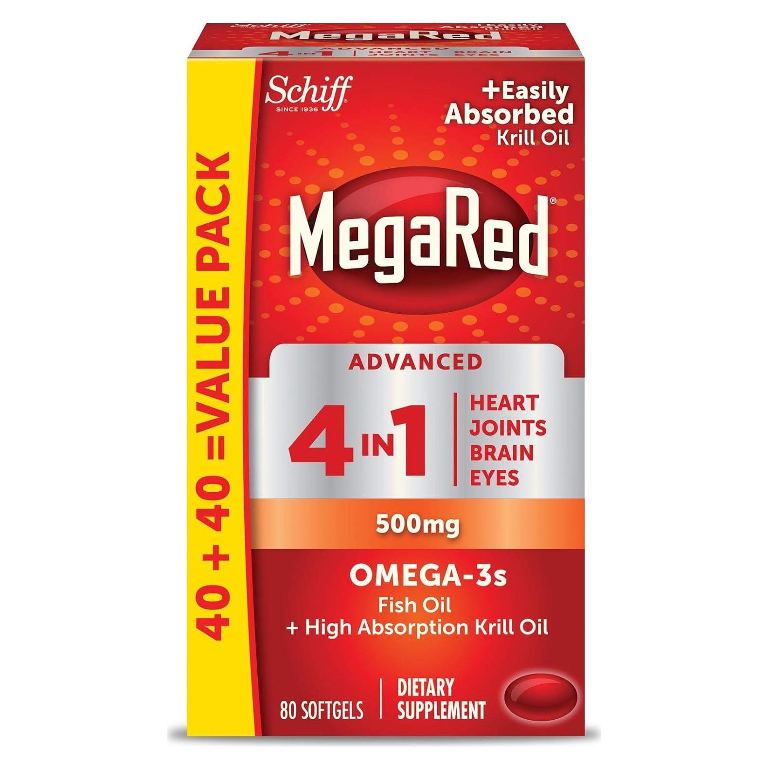 MegaRed Avanzado 4-en-1 Omega-3 500mg 80 Cápsulas Blandas