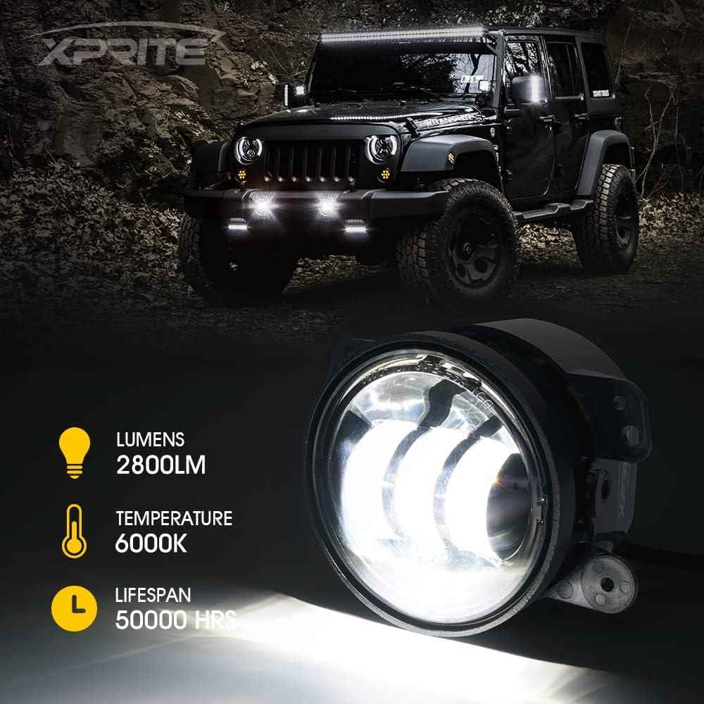 Luces de Niebla LED 4 Pulgadas Xprite 60W Jeep Wrangler 2007-2018