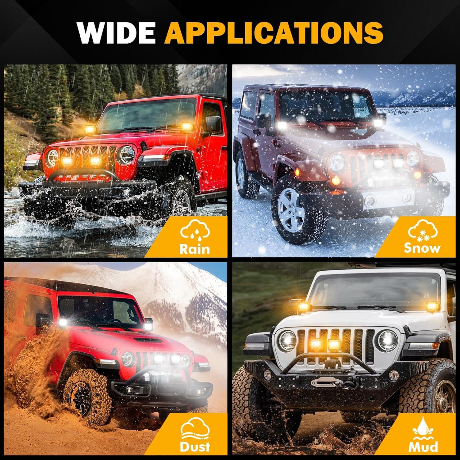 Luz LED Auxbeam 4" 240W con 6 Modos Ámbar y Blanca