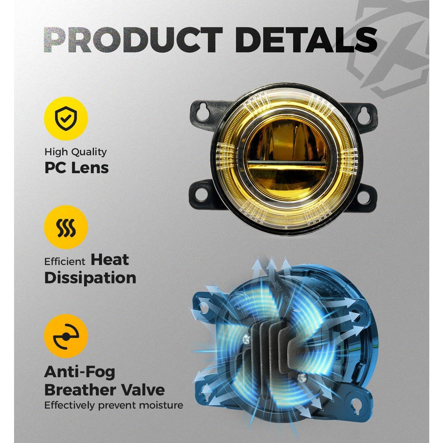 Luces Antiniebla LED Xprite Amarillo para Honda Civic 2016-2025