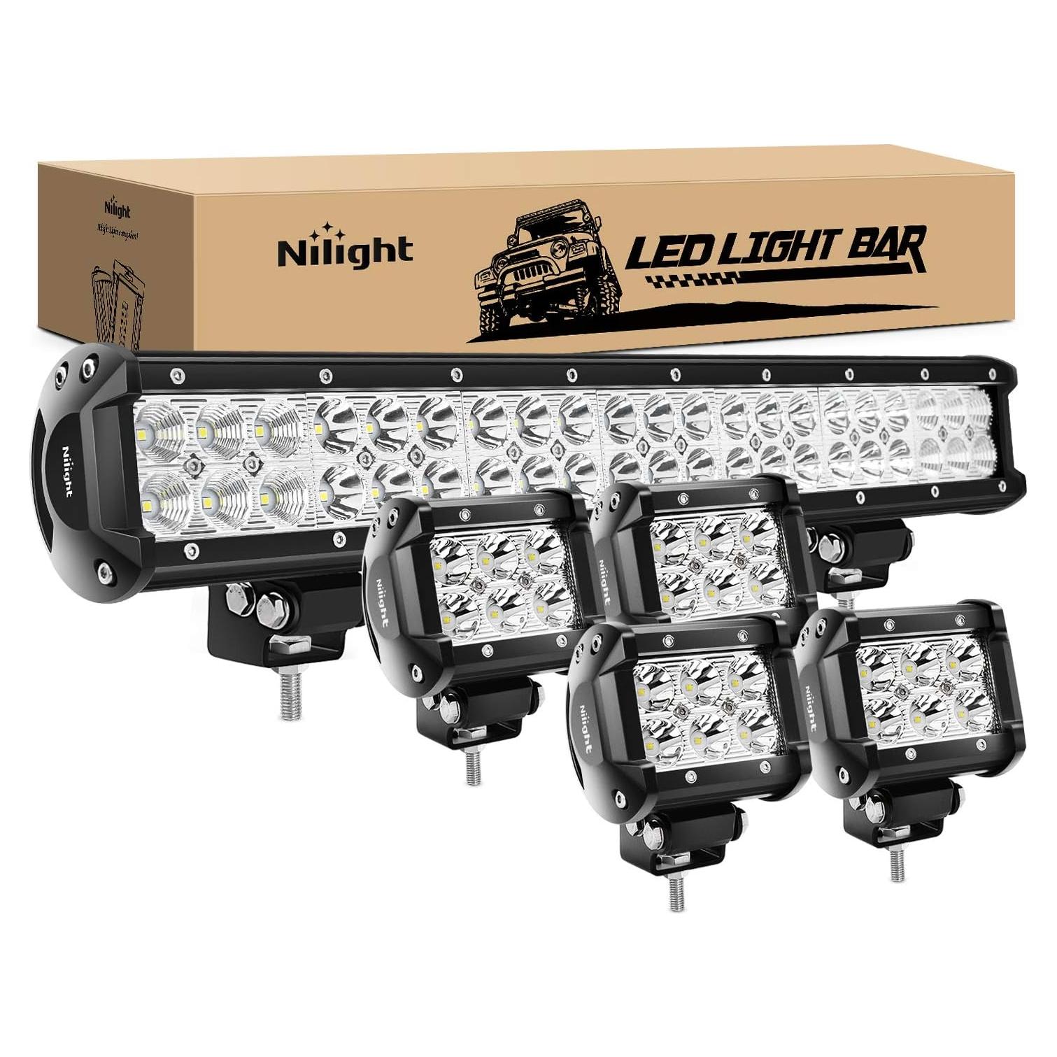 Barra de Luz LED Nilight ZH003 126W + 4 Pods 18W Off-Road