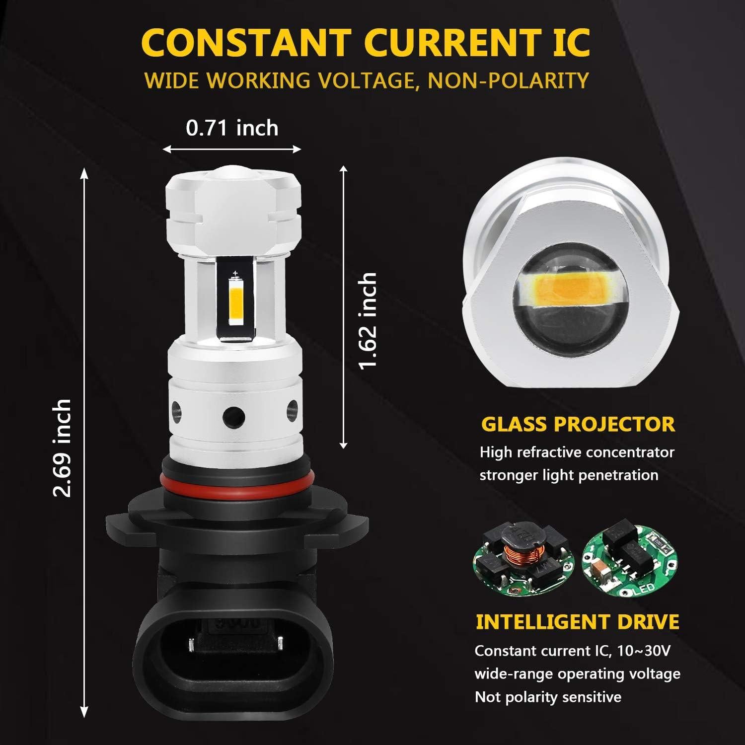 Bombillas LED de Niebla PHINLION 9006 Amarillo 3800 Lúmenes
