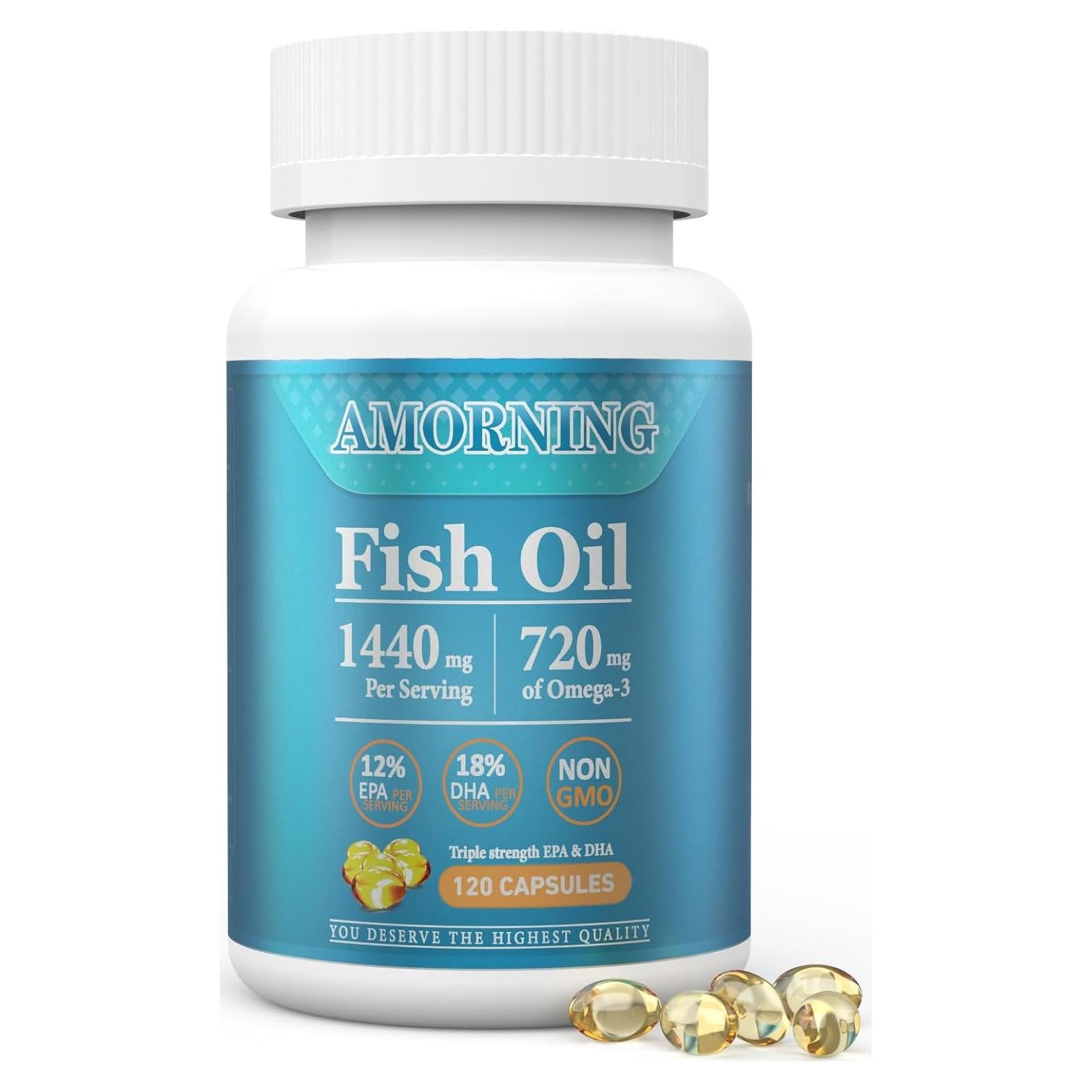 Suplemento Omega 3 Aceite de Pescado AMORNING 120 Cápsulas
