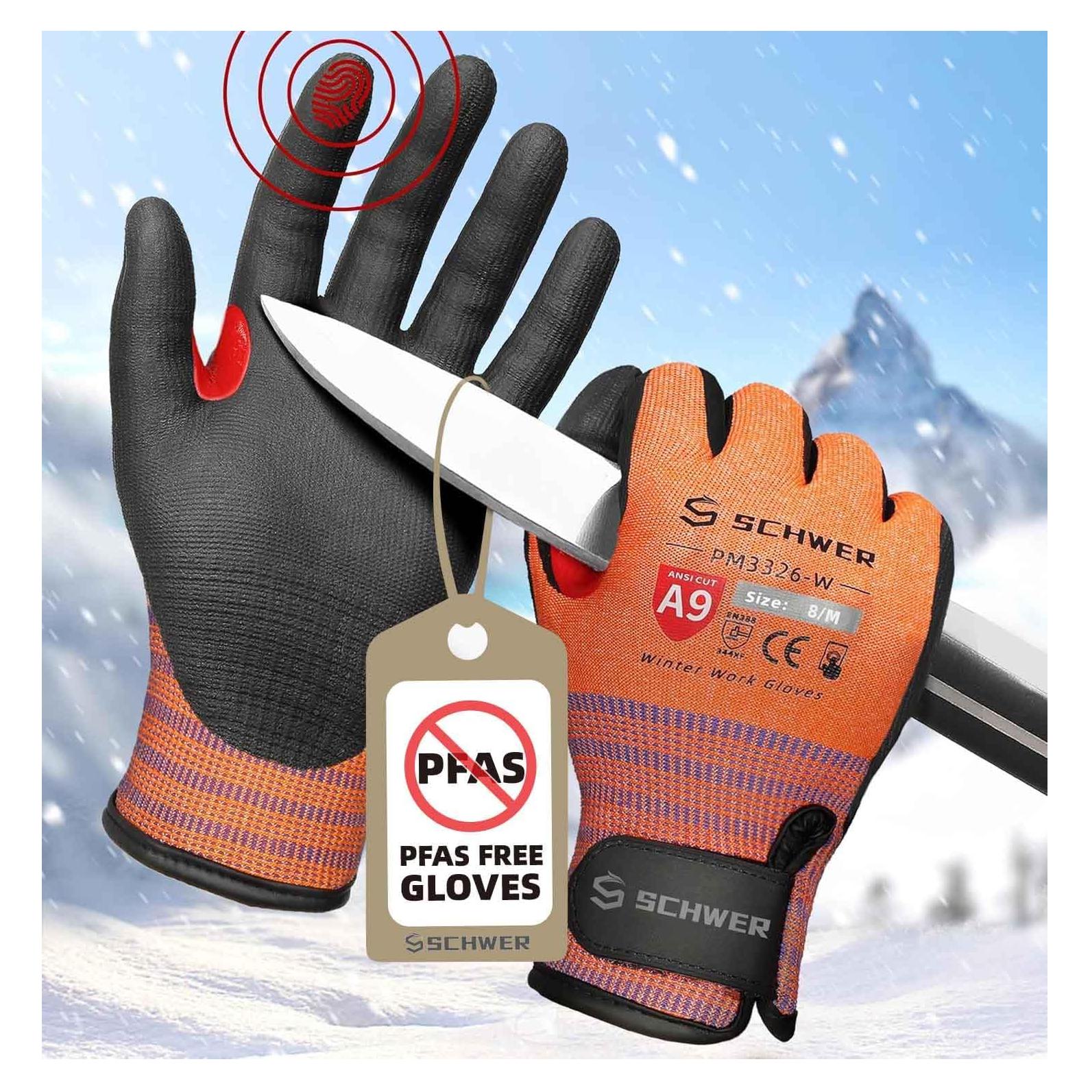 Guantes de Trabajo Schwer PM3326-W Naranja Invierno Aislados