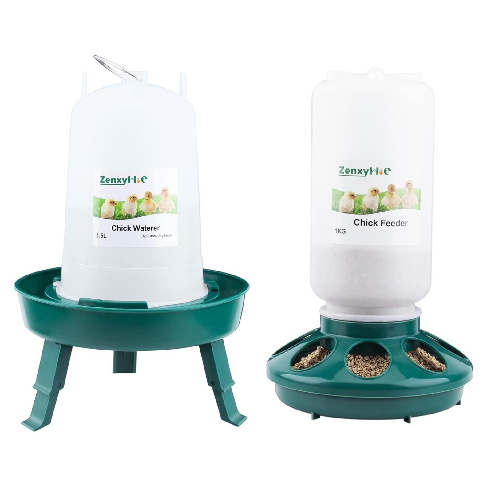 Kit Alimentador y Bebedero ZenxyHoC 1.1L para Pollitos