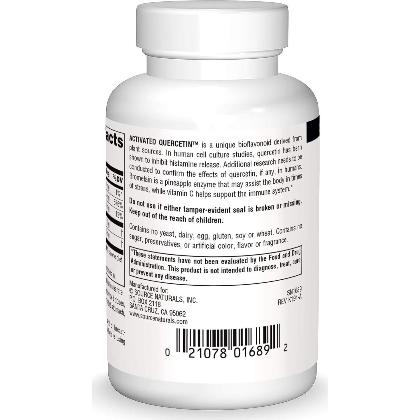 Suplemento Quercetina Activada Source Naturals 50 Cápsulas