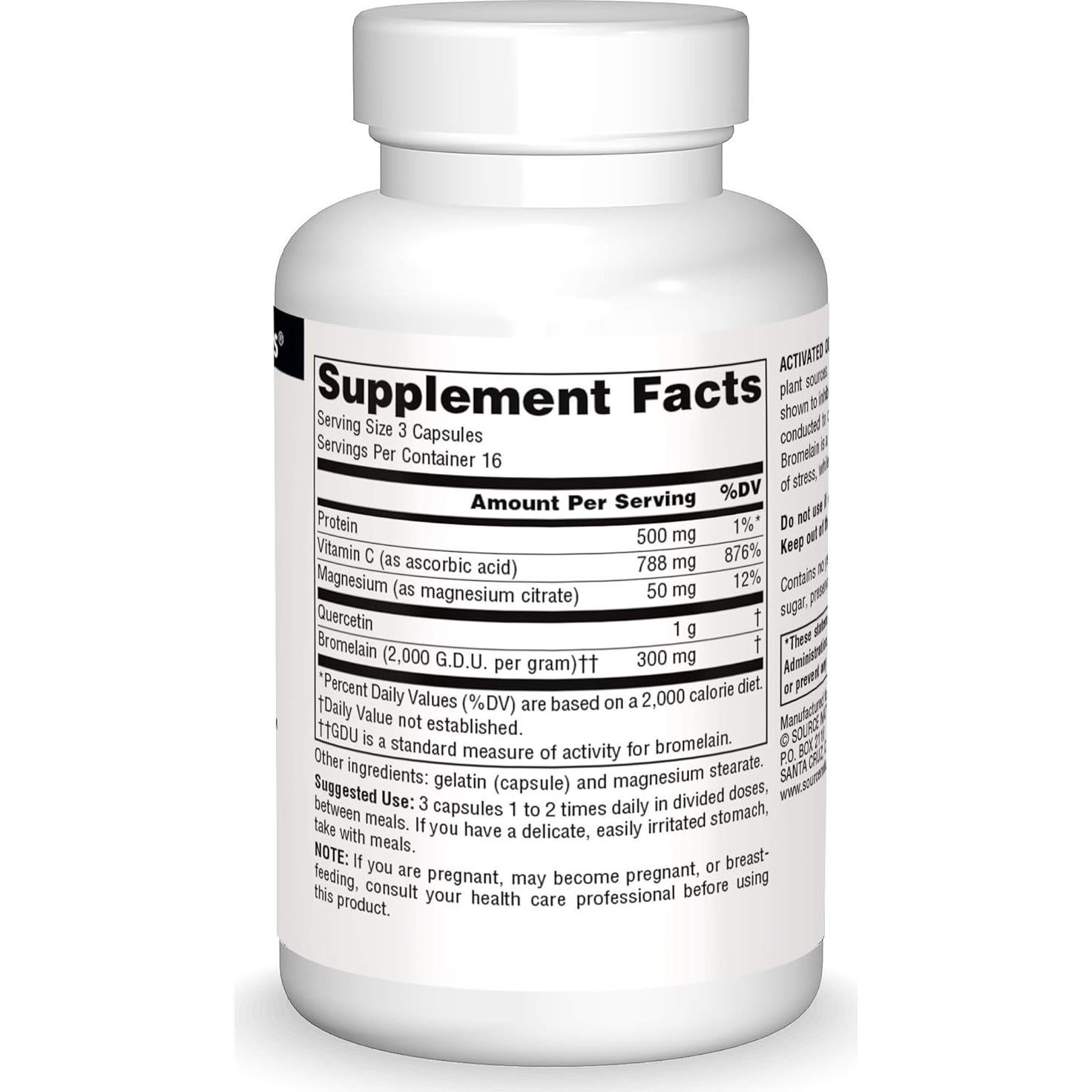 Suplemento Quercetina Activada Source Naturals 50 Cápsulas