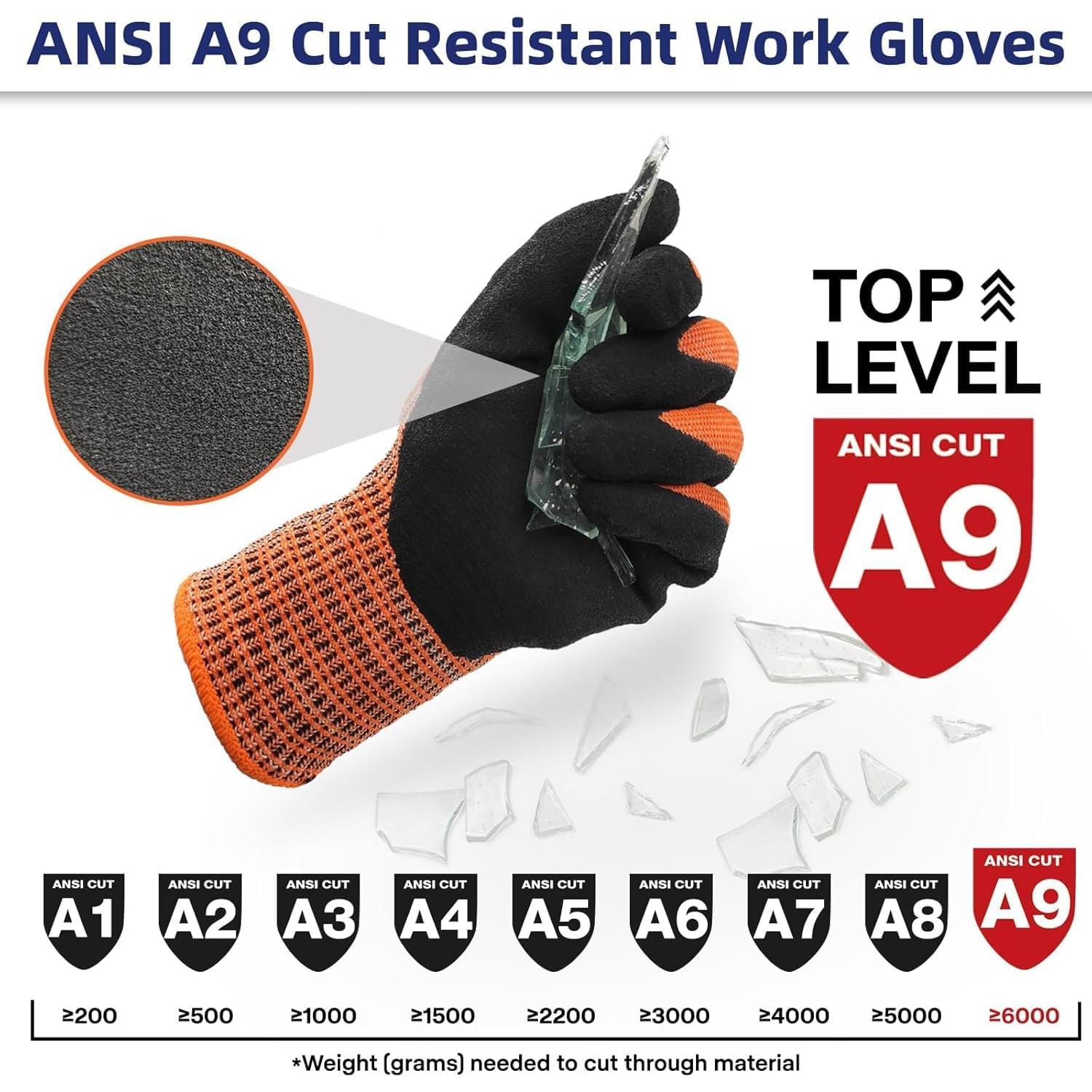 Guantes de Trabajo Schwer ProGuard A9 Naranja Antideslizantes