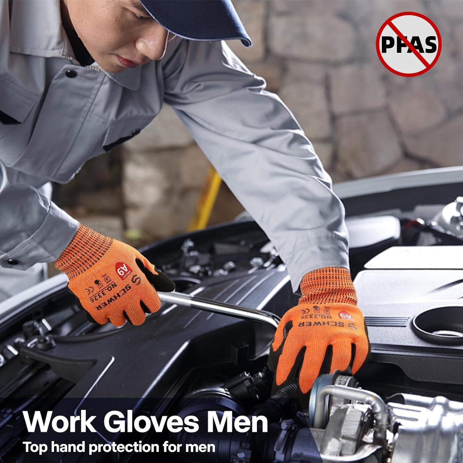 Guantes de Trabajo Schwer ProGuard A9 Naranja Antideslizantes