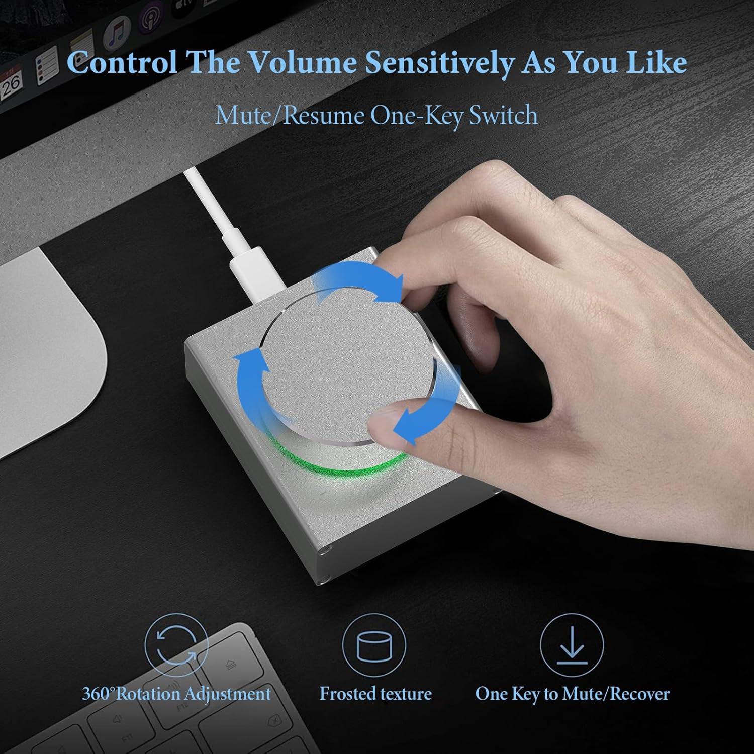 Perilla de Volumen Geekria Plata con Control Remoto USB-C