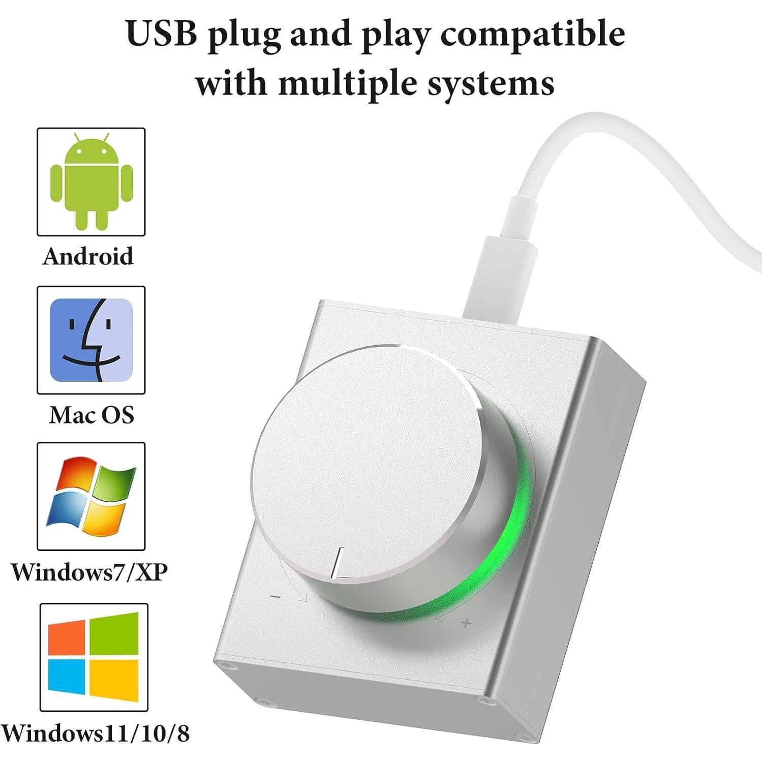 Perilla de Volumen Geekria Plata con Control Remoto USB-C