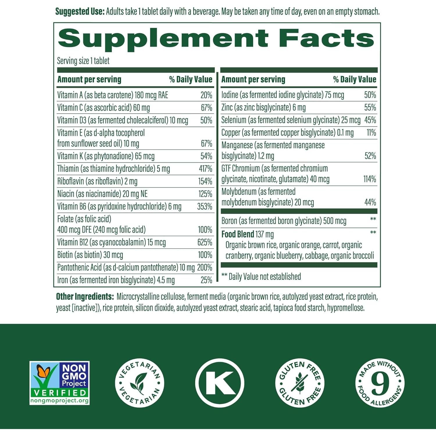 MegaFood One Daily Multivitamina 30 Tabletas - Soporte Inmunológico