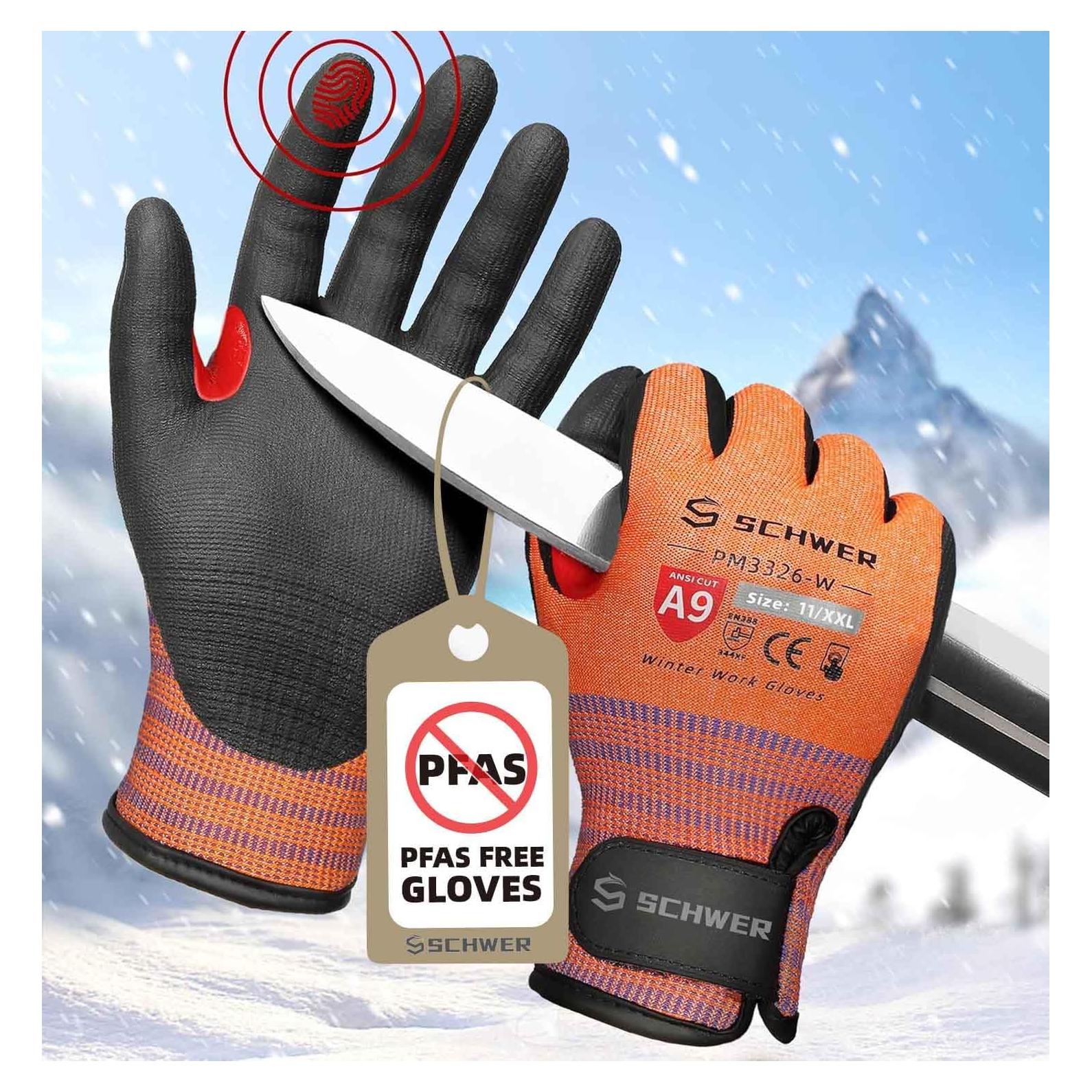 Guantes de Trabajo Schwer PM3326-W Naranja Invierno Aislados