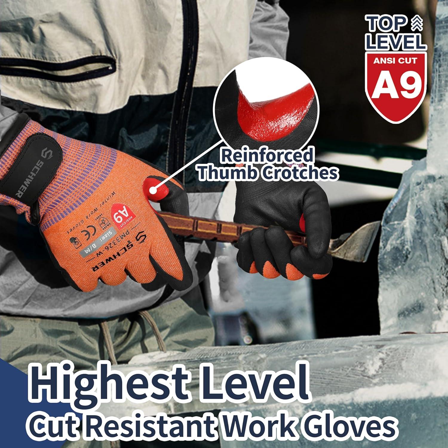 Guantes de Trabajo Schwer PM3326-W Naranja Invierno Aislados