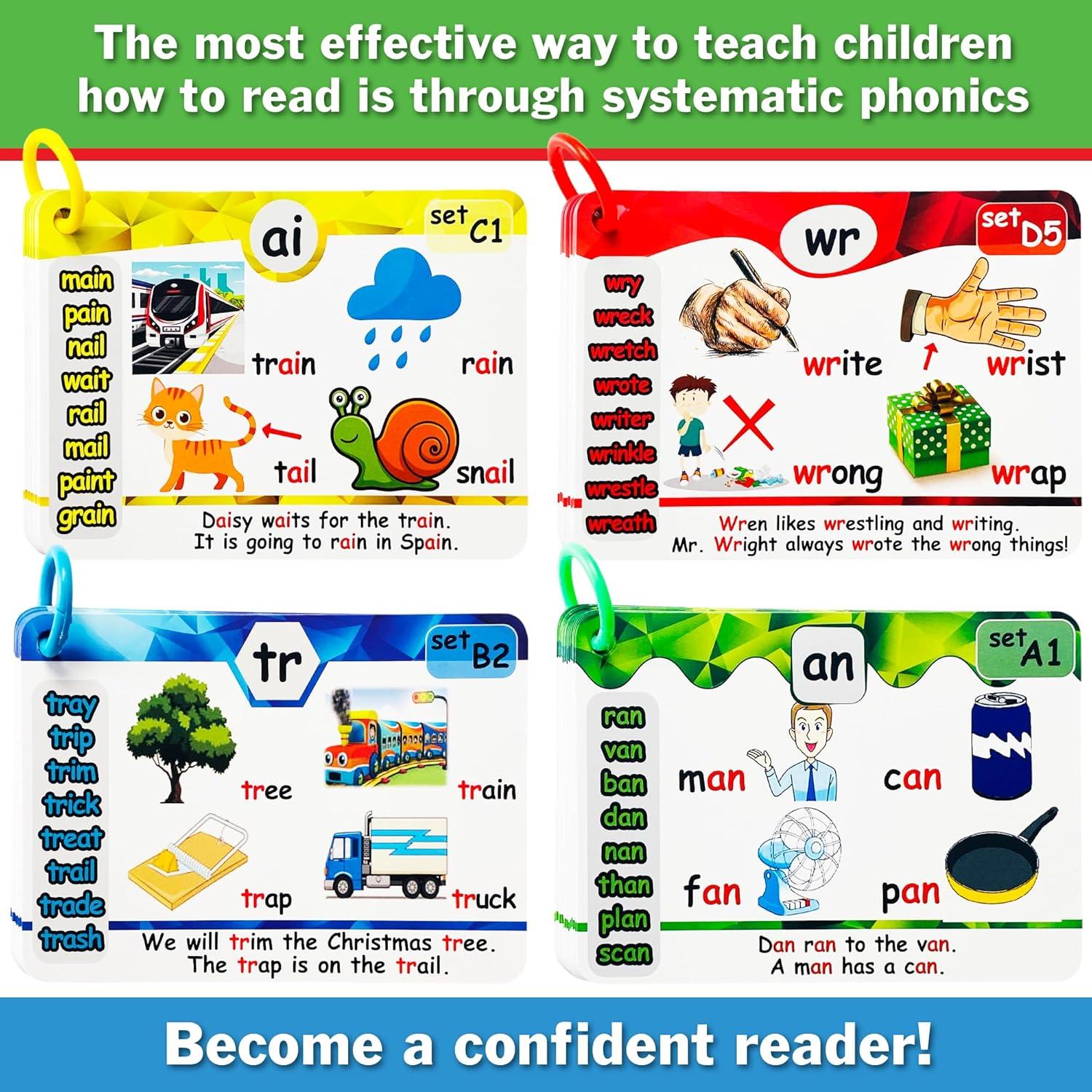 Tarjetas de Flash Fonéticas LA HORMIGA ERUDITA - 64 Piezas para Niños 4-10 Años