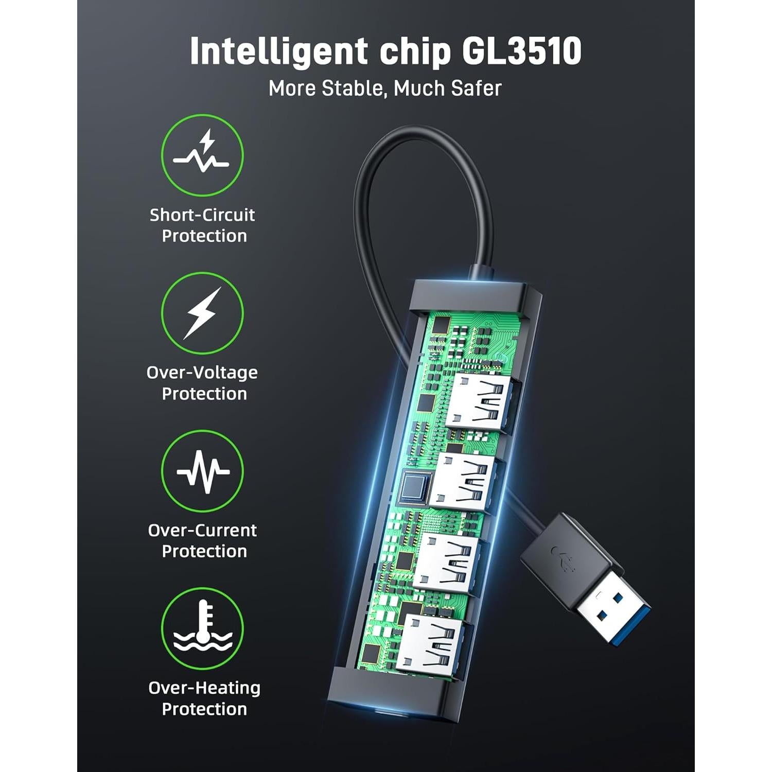 Hub USB Acer 4 Puertos 3.0 con Alimentación Tipo C 0.61m