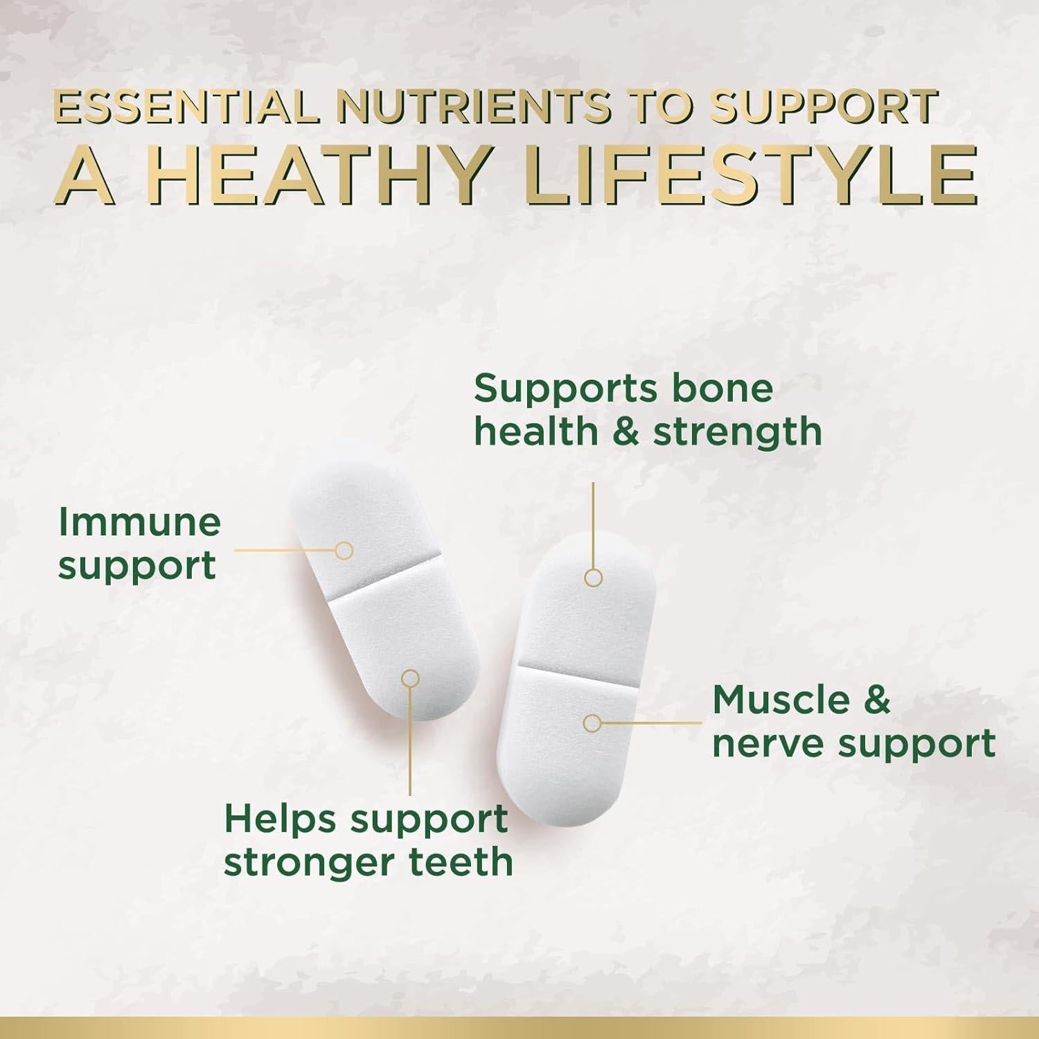 Calcio 1200 mg con Vitamina D3 - Suplemento Salud Ósea 60 Tabletas