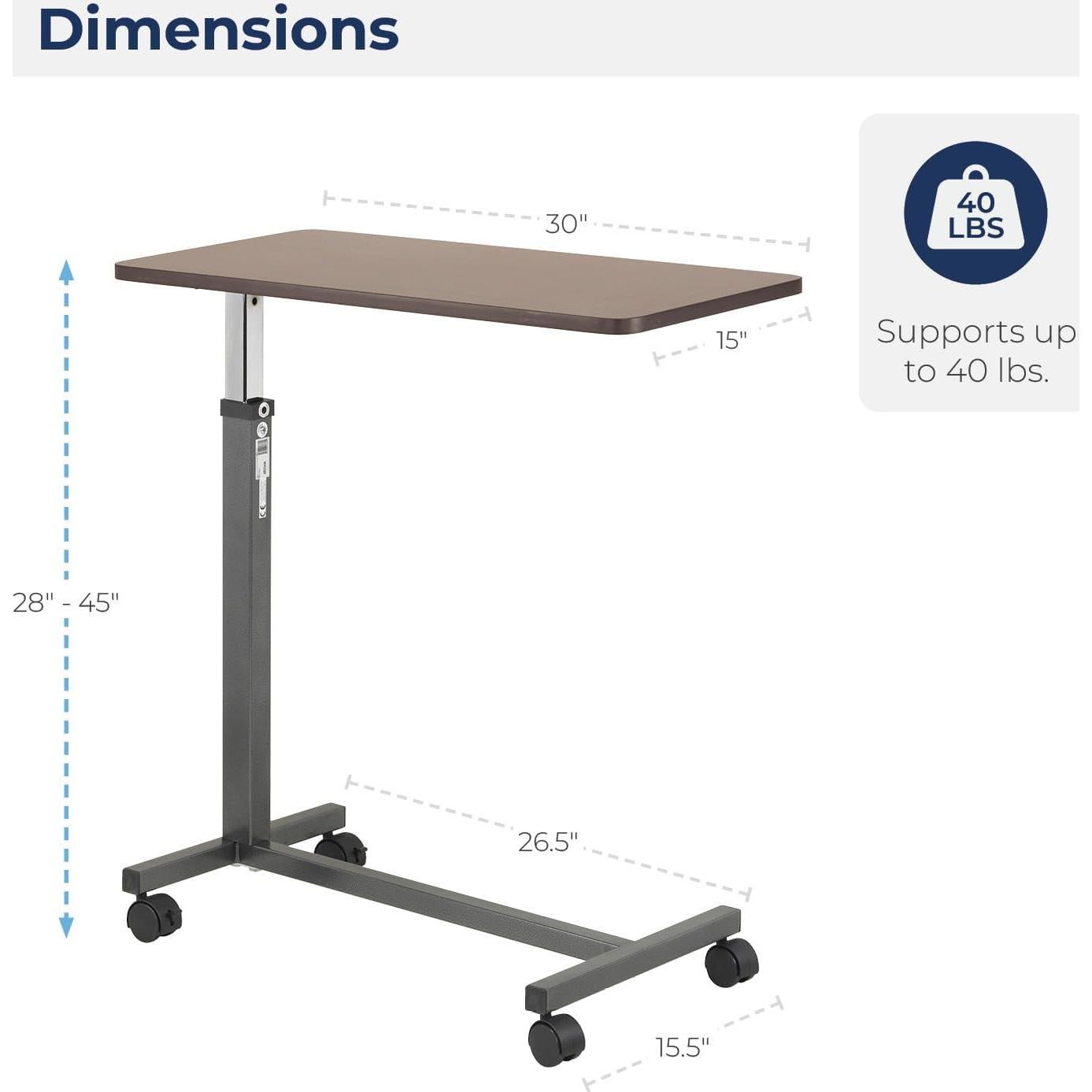 Mesa sobre la cama Drive Medical 13067 ajustable con ruedas