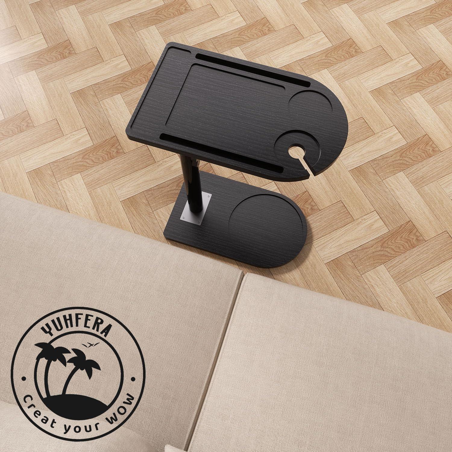 Mesa lateral ajustable YUHFERA en forma de C - Negro