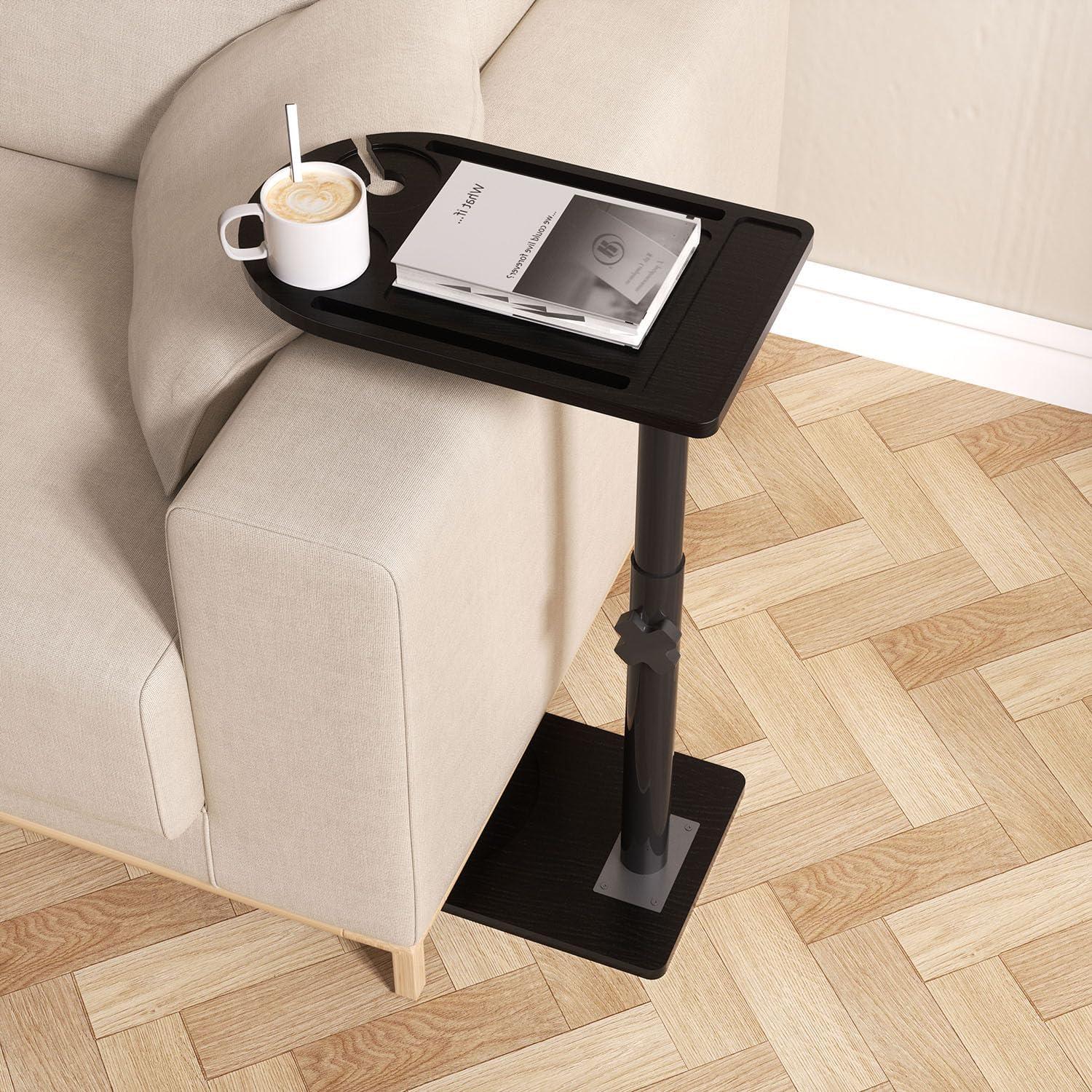 Mesa lateral ajustable YUHFERA en forma de C - Negro