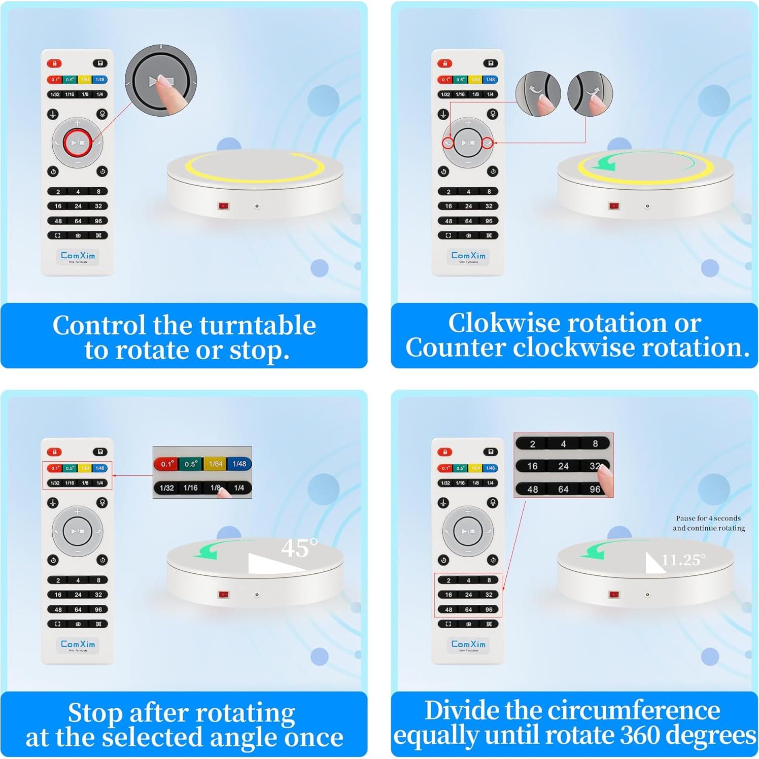 Plato Giratorio Eléctrico ComXim 32cm 300kg Control Remoto