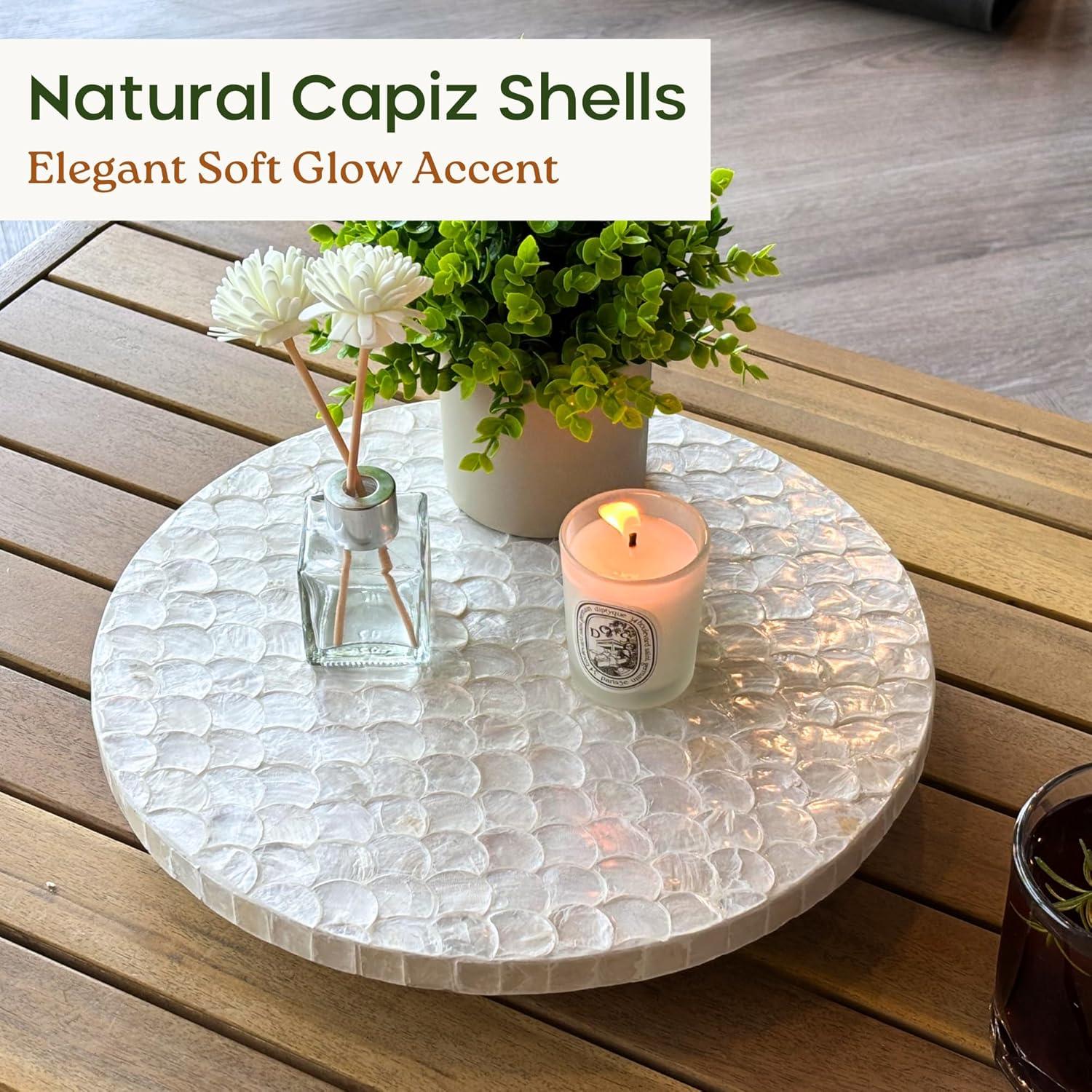 Lazy Susan de Capiz 30 cm - Bandeja Giratoria Decorativa