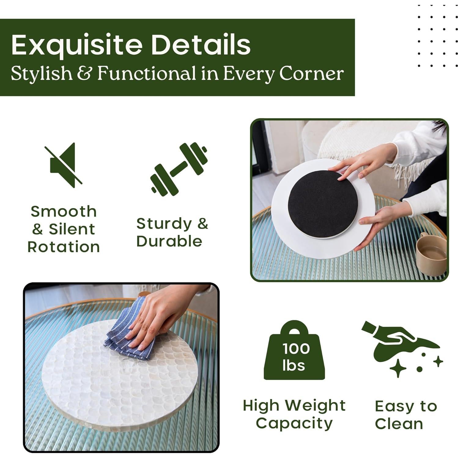 Lazy Susan de Capiz 30 cm - Bandeja Giratoria Decorativa