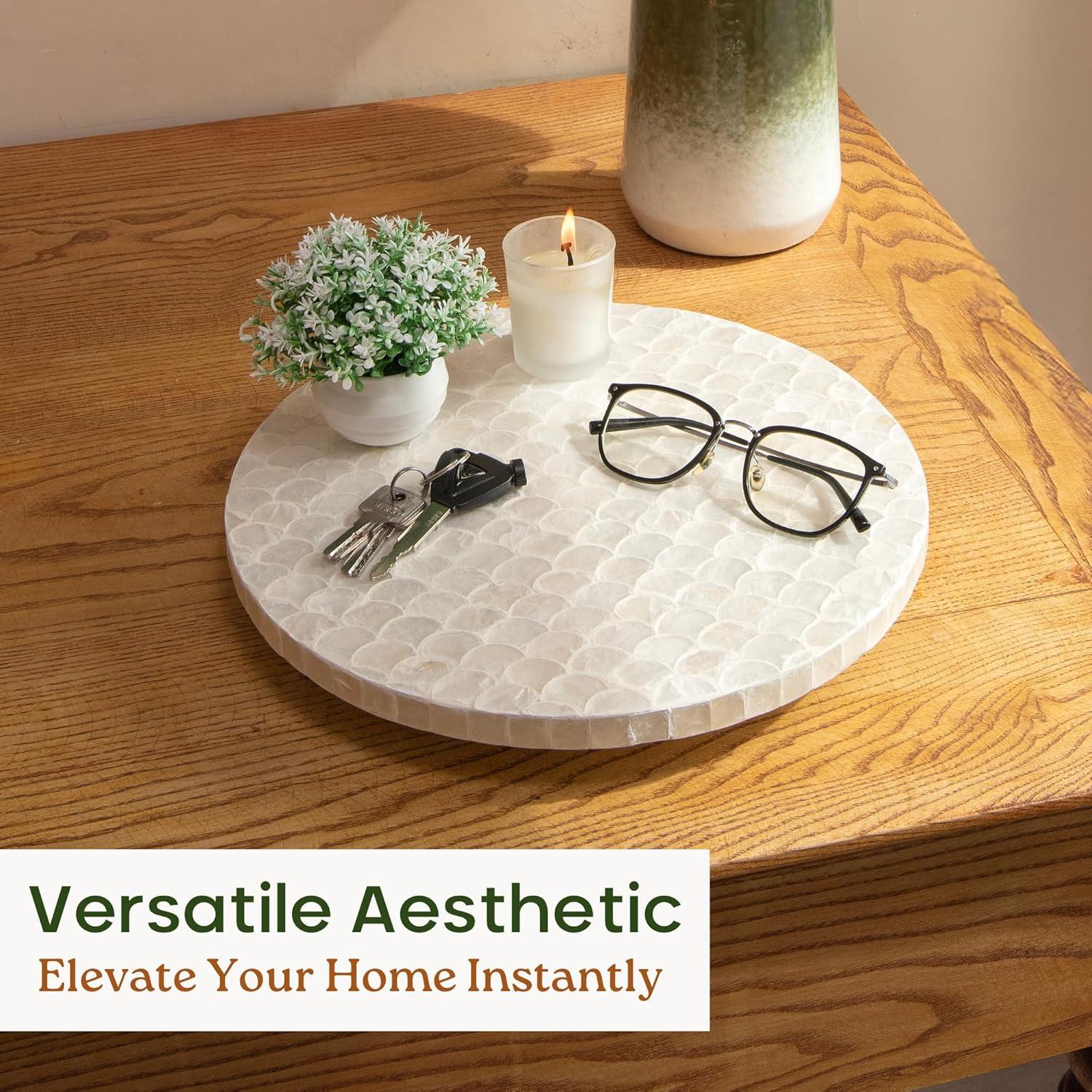 Lazy Susan de Capiz 30 cm - Bandeja Giratoria Decorativa