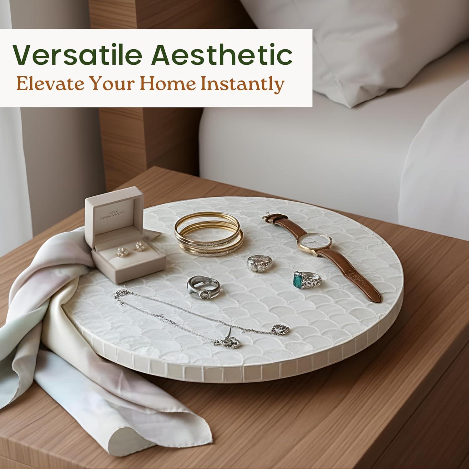 Lazy Susan de Capiz 30 cm - Bandeja Giratoria Decorativa