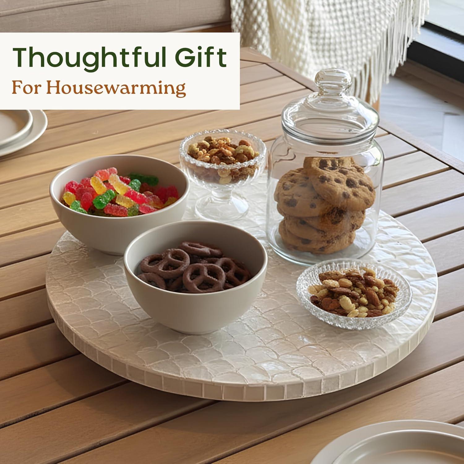 Lazy Susan de Capiz 30 cm - Bandeja Giratoria Decorativa