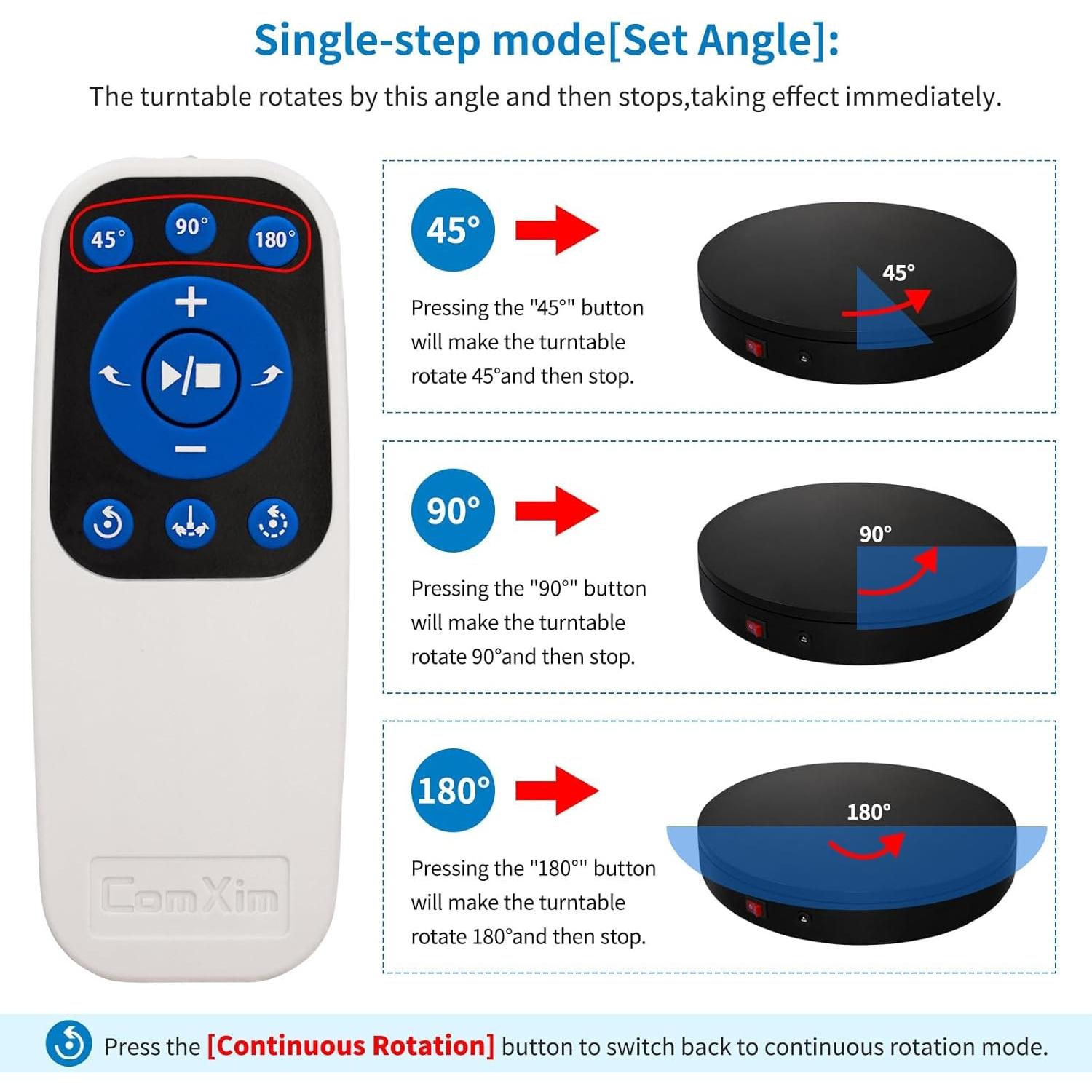 Soporte giratorio eléctrico 20 cm ComXim 45 kg para fotografía