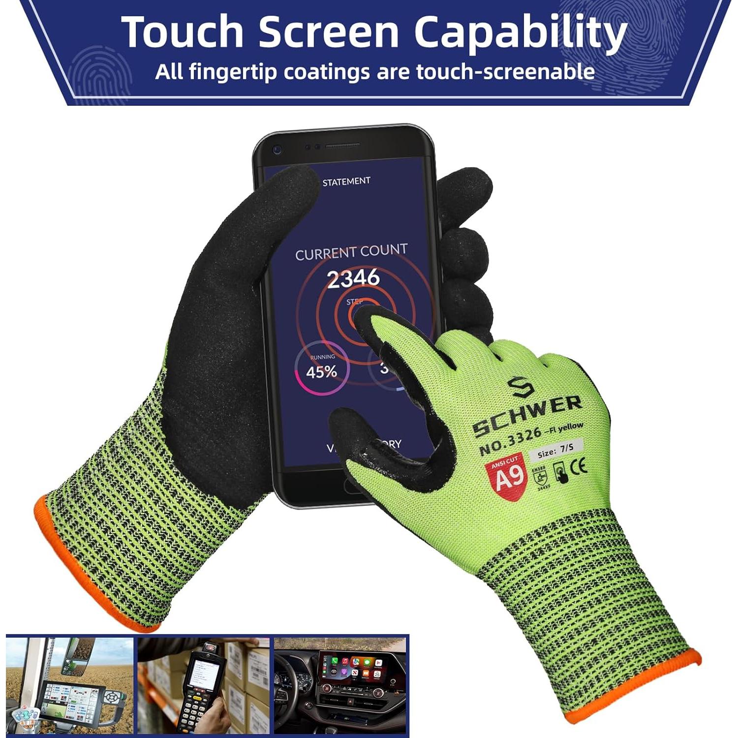 Guantes de trabajo Schwer ProGuard PR3326 A9 amarillos S