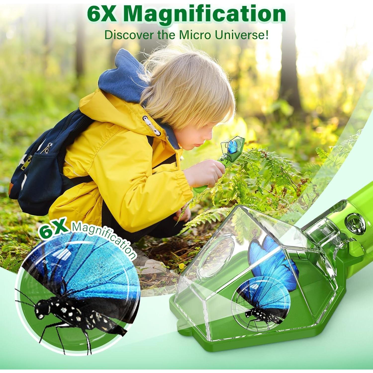 Capturador de Insectos LEUOA Verde con Lente 6X para Niños
