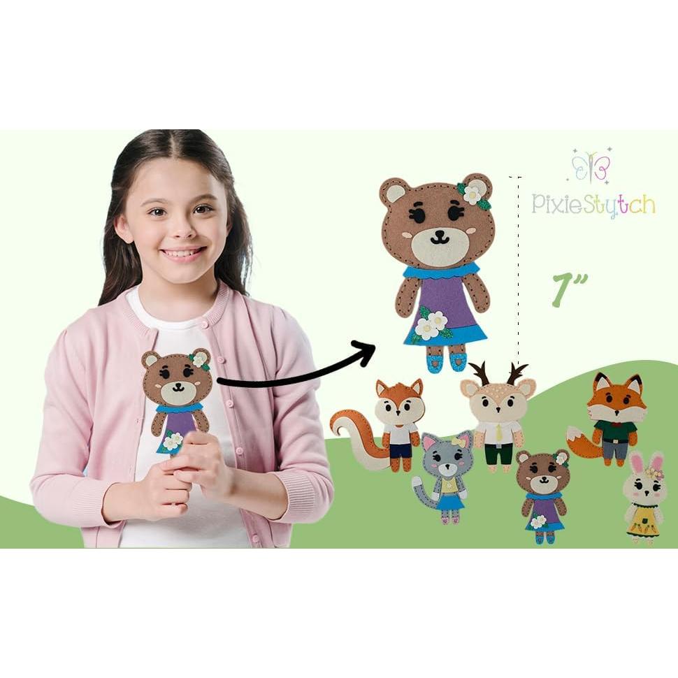 Kit de Costura para Niños Pixiestytch - 6 Proyectos de Animales