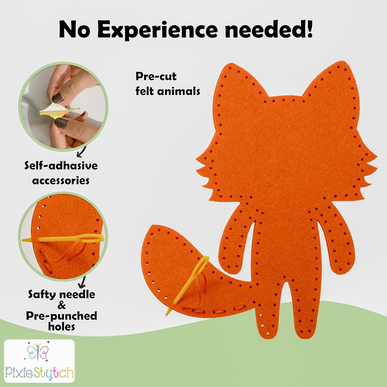 Kit de Costura para Niños Pixiestytch - 6 Proyectos de Animales