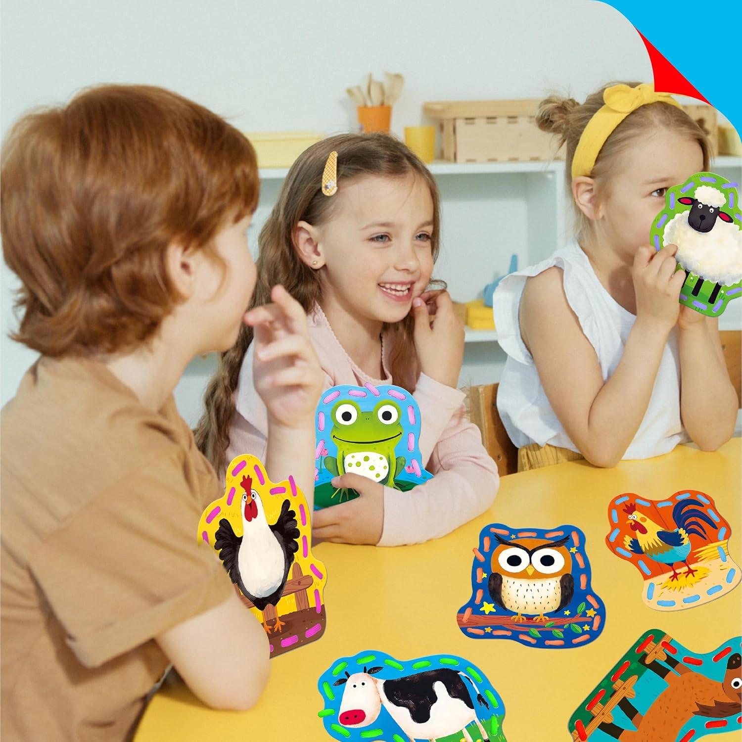 Juego de Tarjetas de Enhebrado SpriteGru 9 Piezas Animales