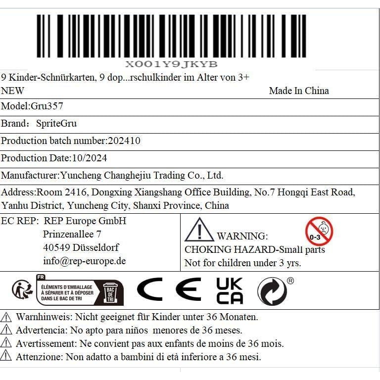 Juego de Tarjetas de Enhebrado SpriteGru 9 Piezas Animales