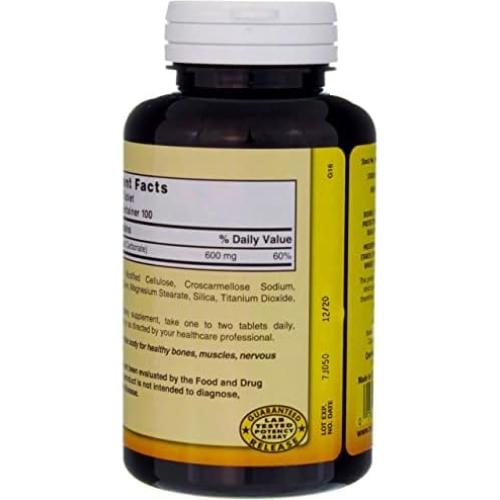 Carbonato de Calcio Puro Nature's Blend 600 mg 100 Tabletas