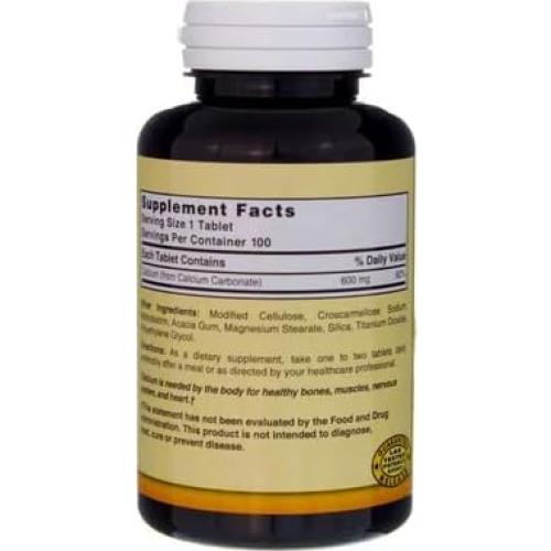 Carbonato de Calcio Puro Nature's Blend 600 mg 100 Tabletas