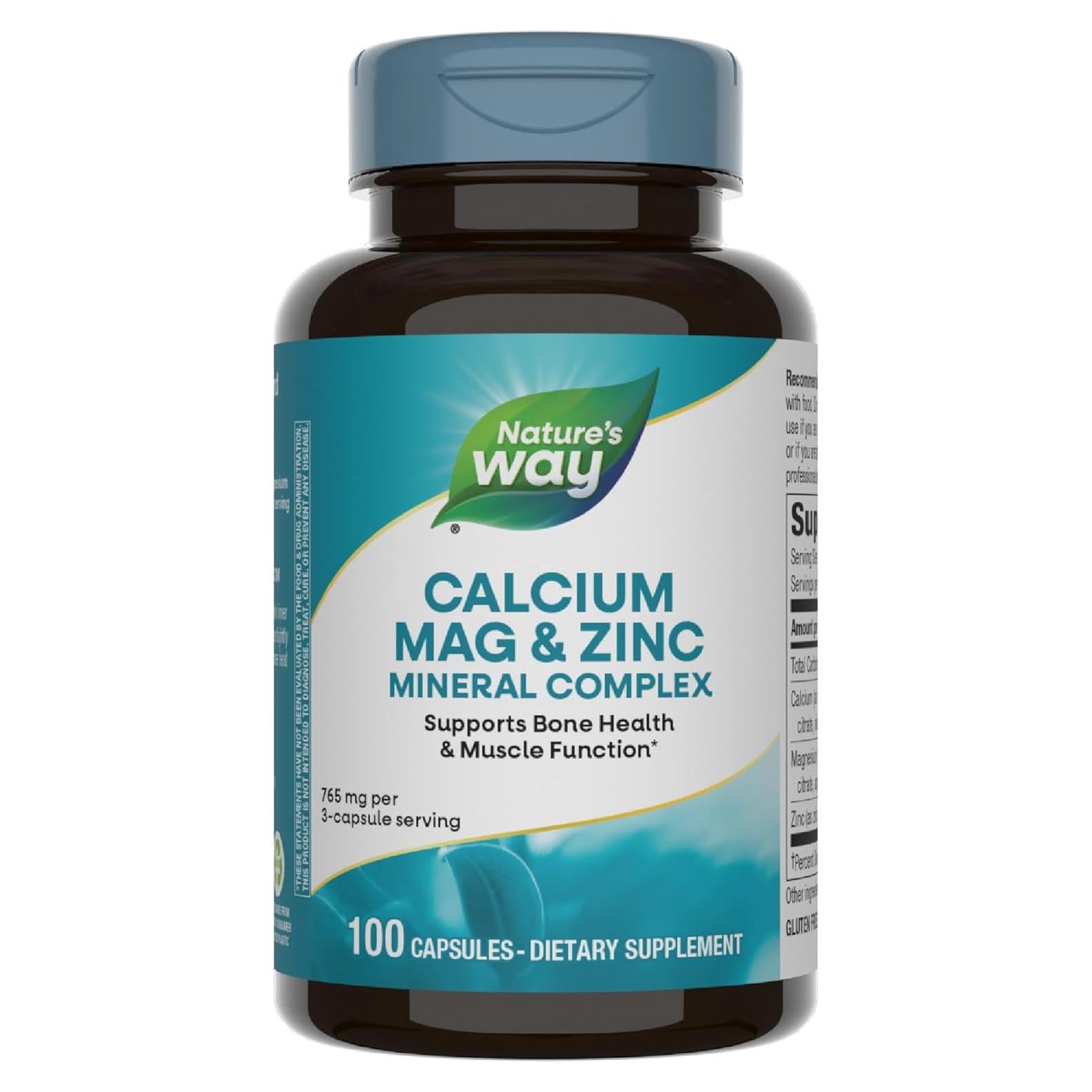Complejo Mineral Calcio Magnesio Zinc Nature's Way 100 Cápsulas