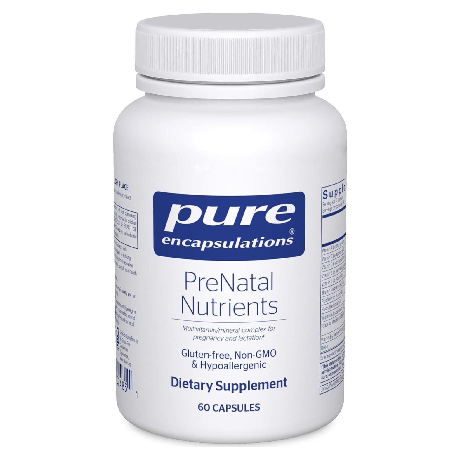 Nutrientes Prenatales Pure Encapsulations 60 Cápsulas - Sin Gluten