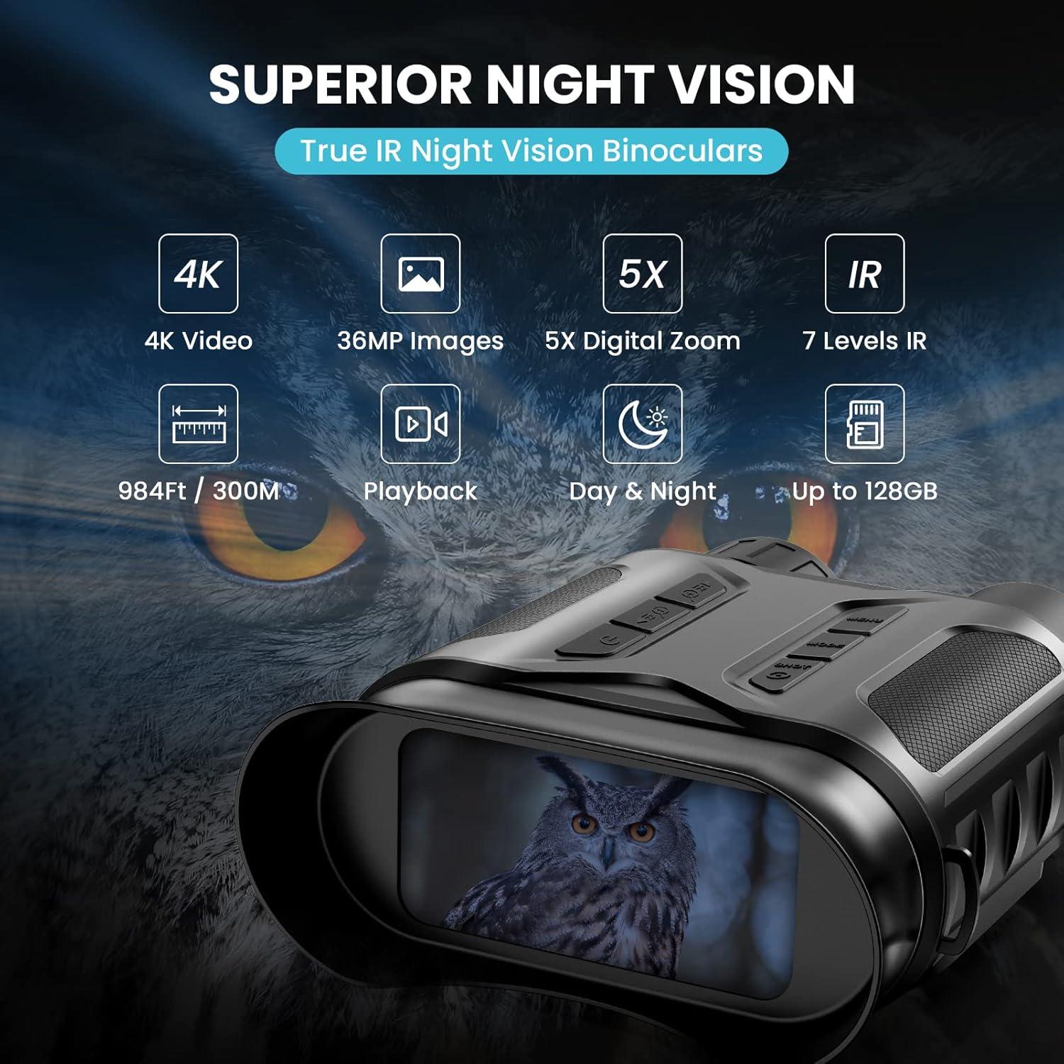 Gafas de Visión Nocturna Digital 4K KJK con Pantalla 3"