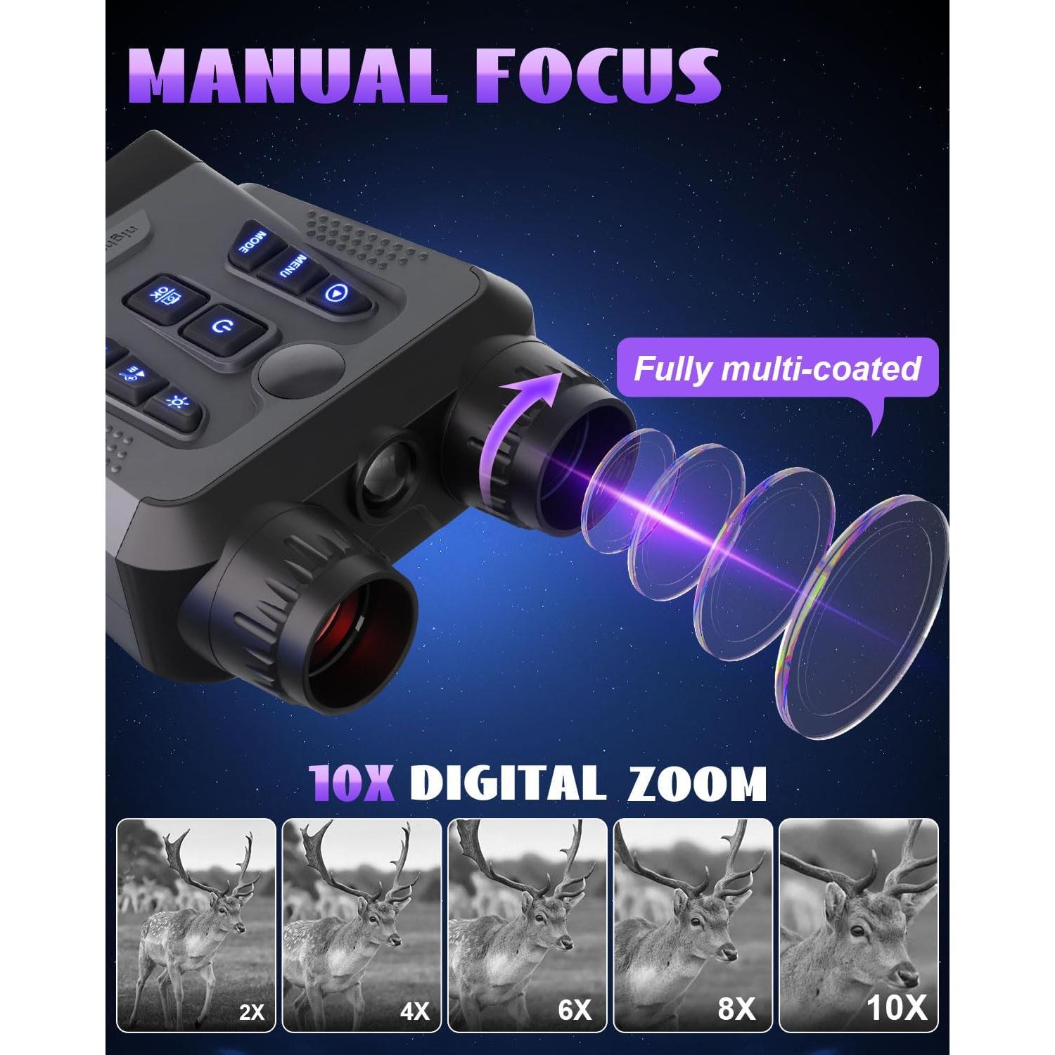 Gafas de Visión Nocturna 4K Hittymoon con Zoom 10X y 32GB