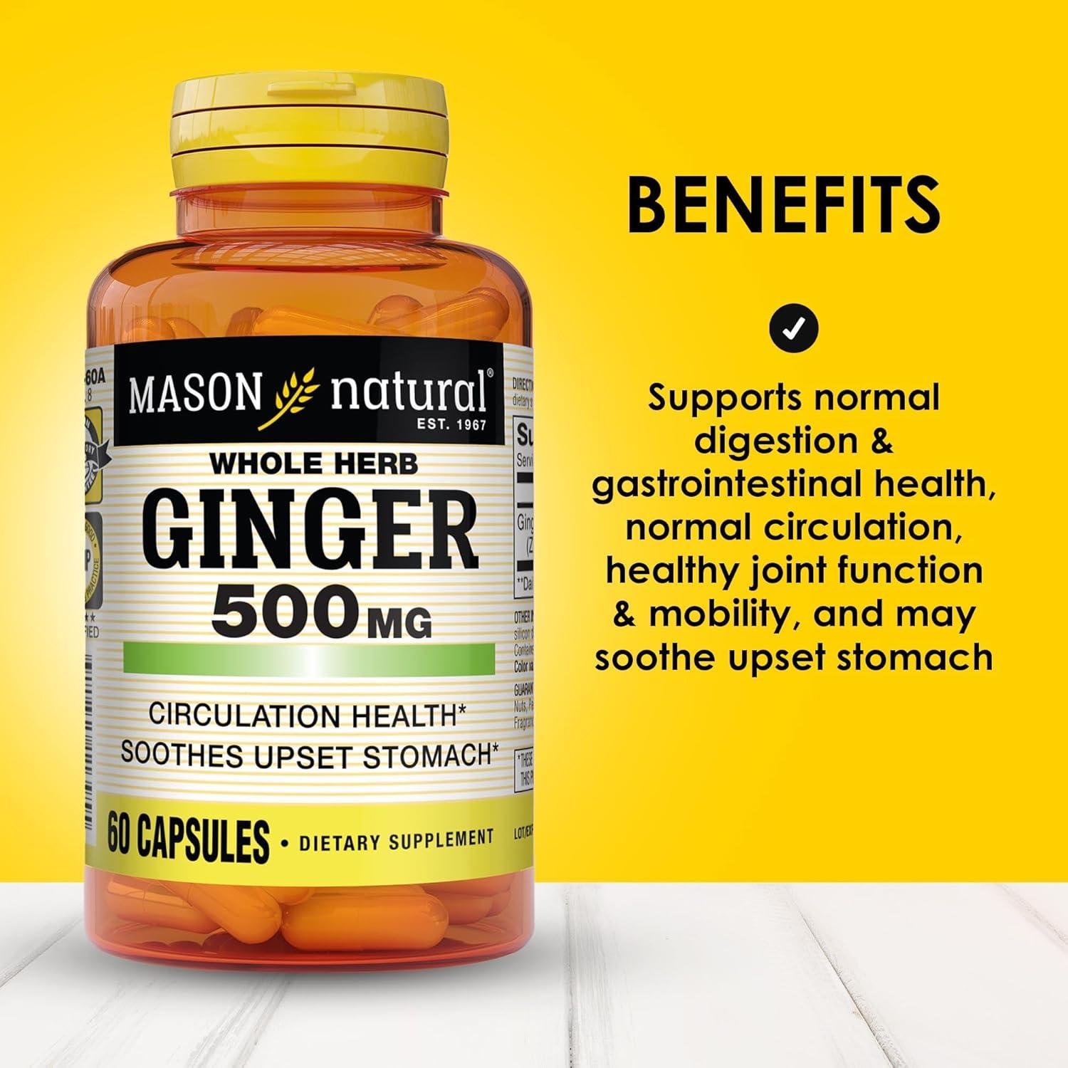Suplemento de Jengibre Entero Mason Natural 500 mg - 60 Cápsulas