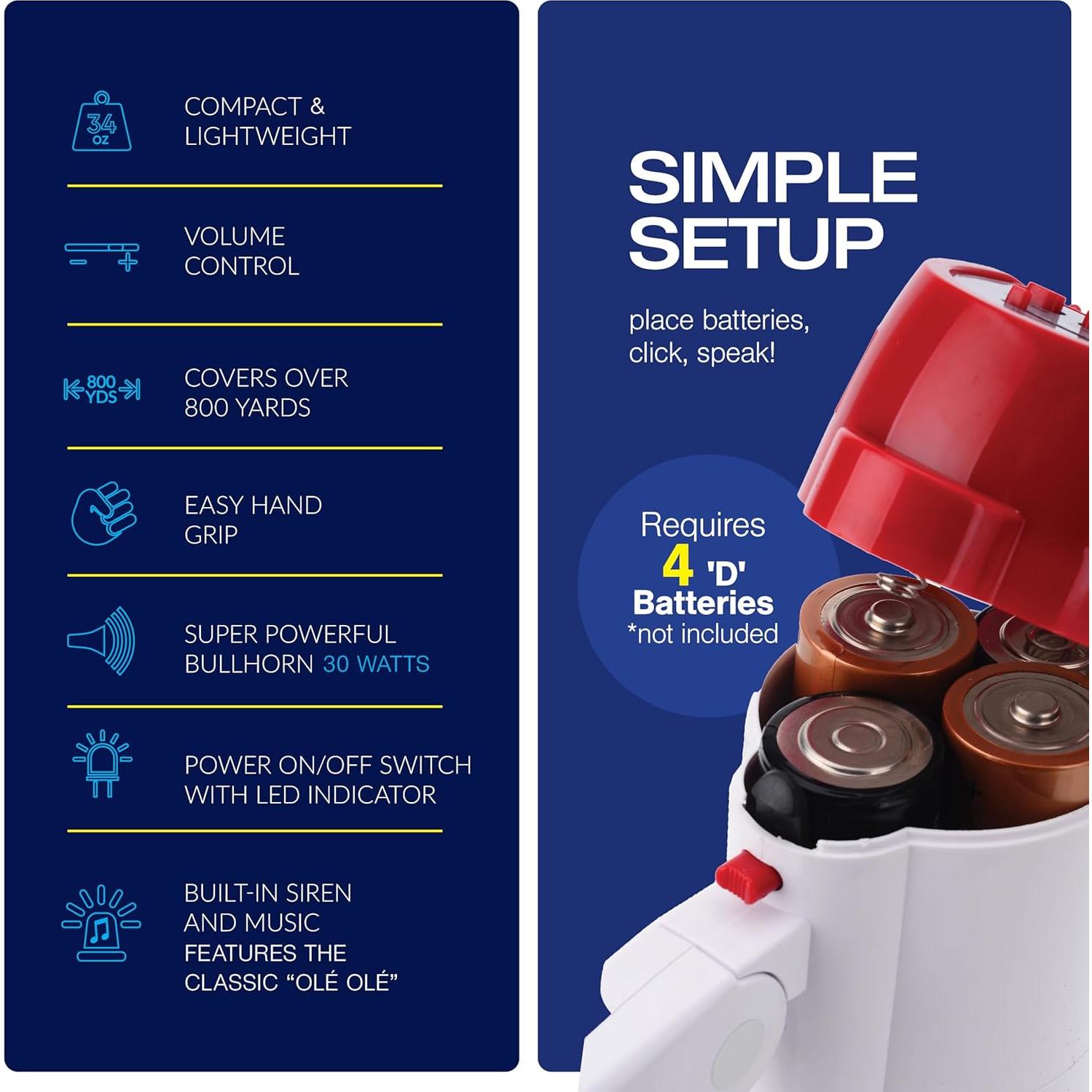 Megáfono Croove FBA_733 30W con Sirena y Música