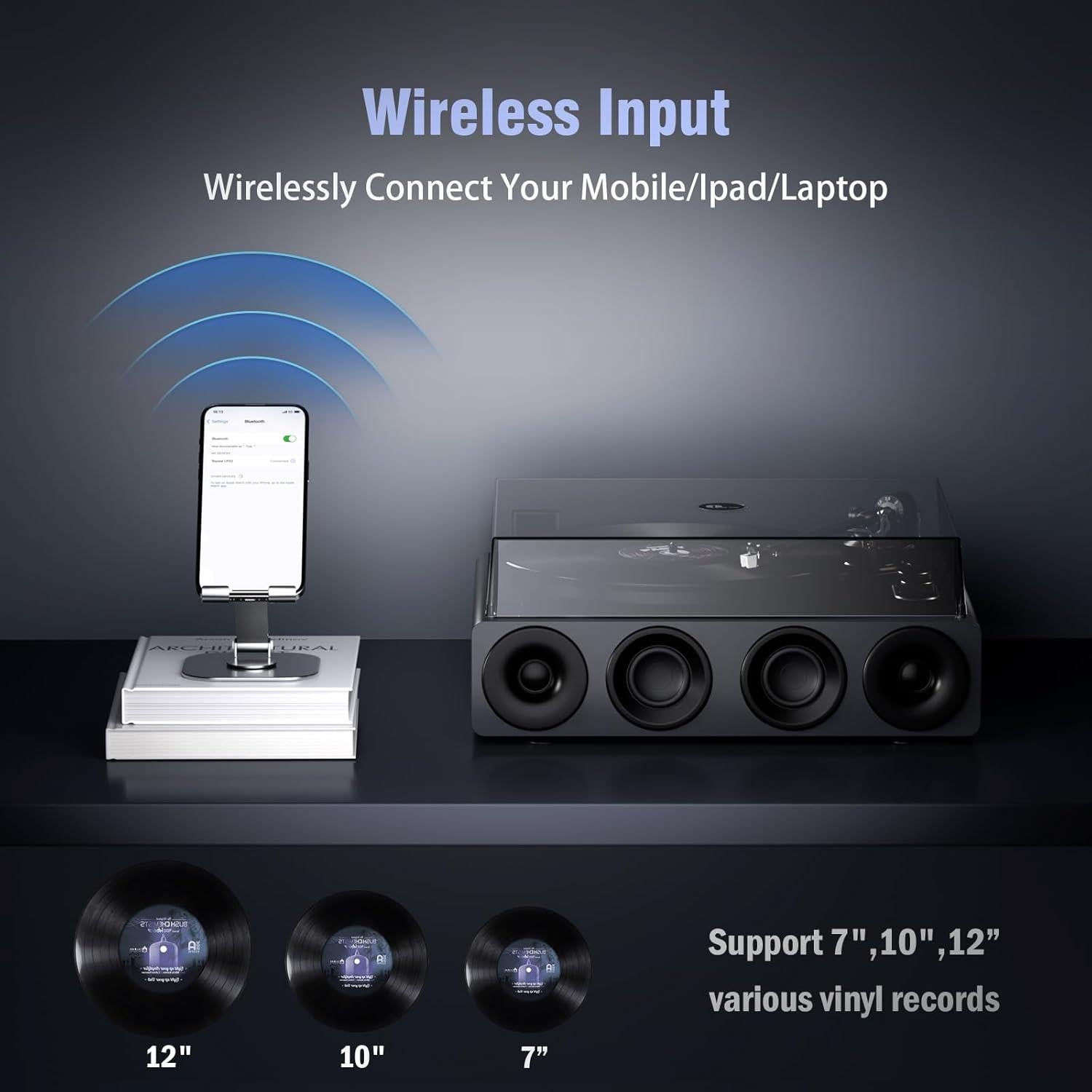 Reproductor de Vinilo Todo en Uno 1 por UNO LP03A Gris