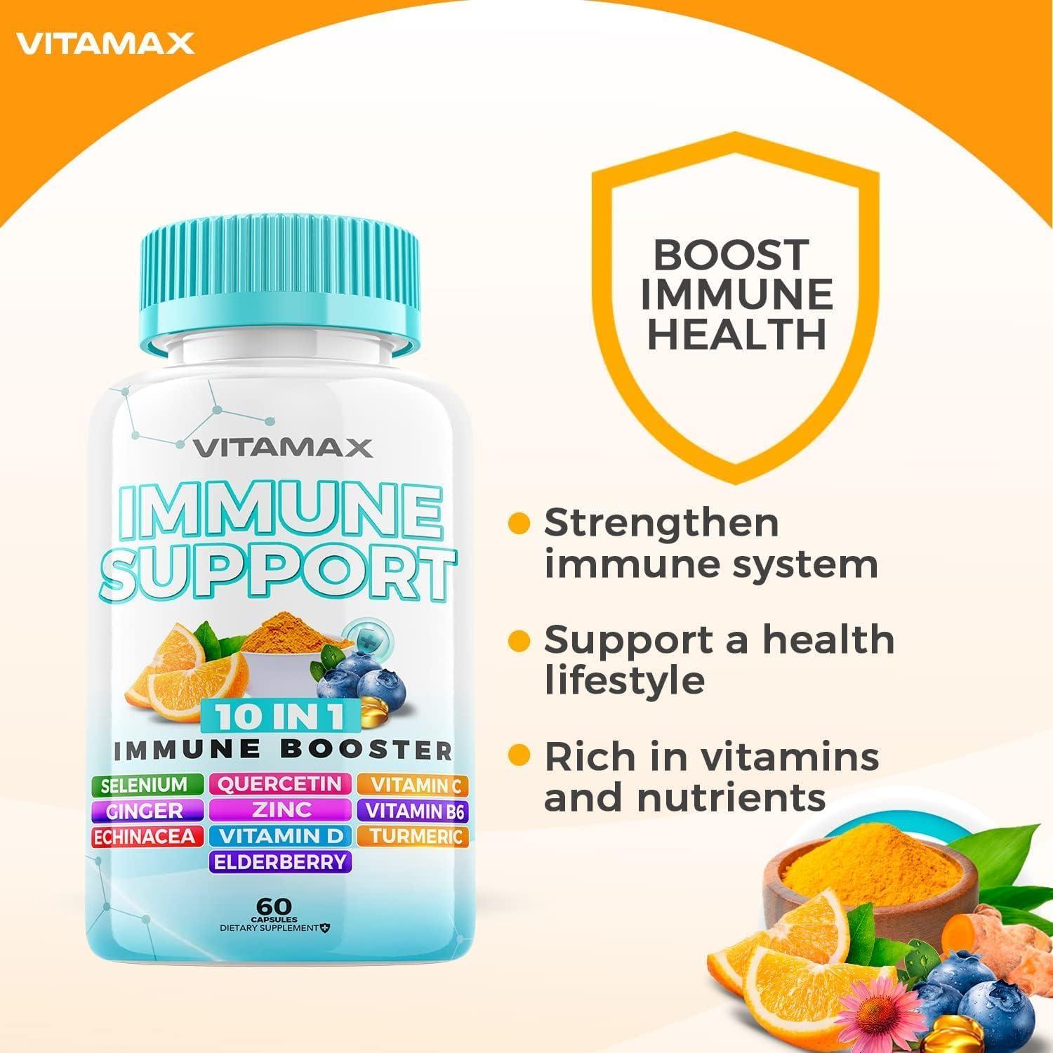 Suplemento Inmunológico Vitamax 60 Cápsulas - Vitamina C, D3, Zinc