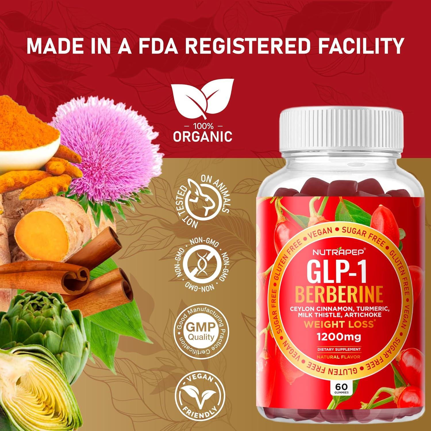 Gomitas de Pérdida de Peso Nutrapep 1200mg Berberina GLP-1