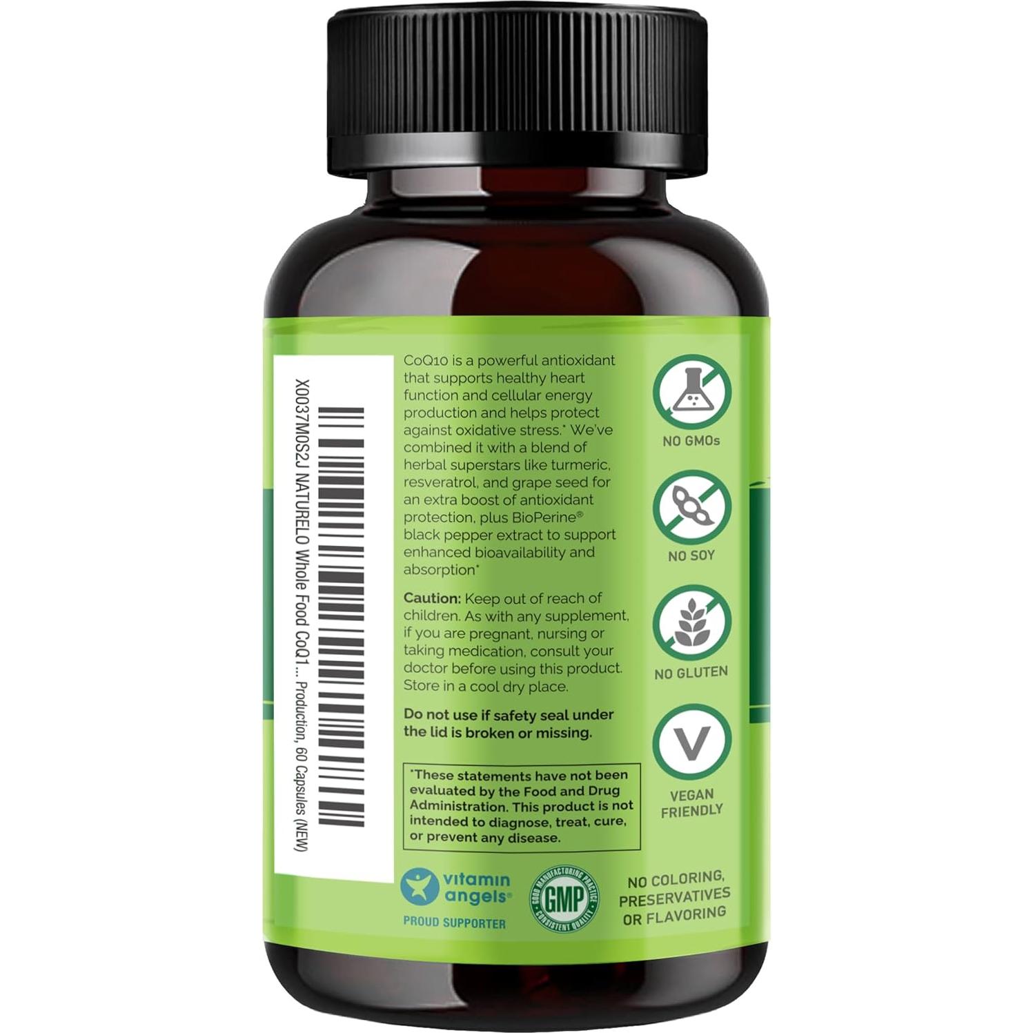 Suplemento CoQ10 NATURELO 60 Cápsulas Antioxidante Salud Corazón
