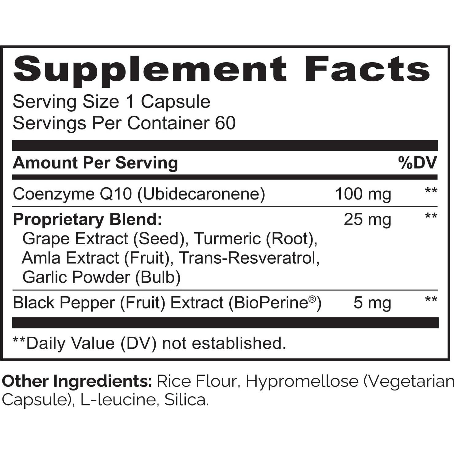 Suplemento CoQ10 NATURELO 60 Cápsulas Antioxidante Salud Corazón